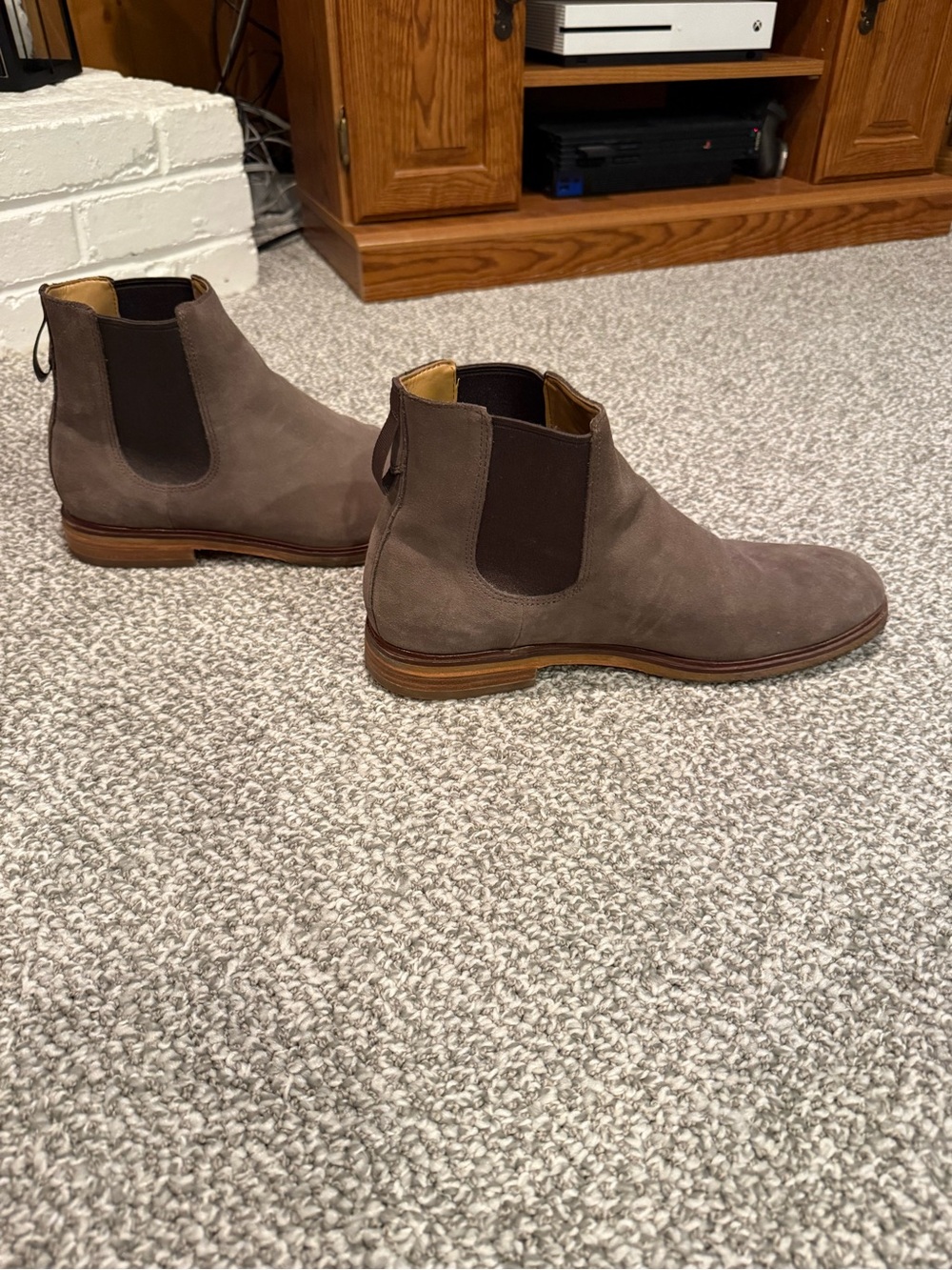 Clarks Gray Suede Gobi Chelsea Boots